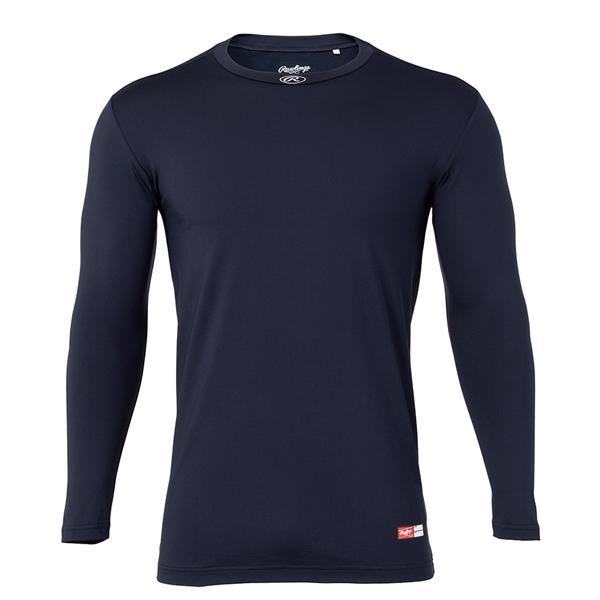 ネイビーＳ／ＸＯ【一般 丸首 長袖 ネイビー】ローリングス 野球 アンダーシャツ 裏起毛 パワースト...