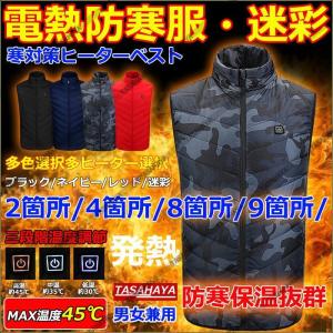 電熱ベスト ヒーターベスト 中綿 電熱ジャケット 電熱ウェア 防寒着 フード付き 大きいサイズ 作業服 アウトドアコート M-8XL 速暖 USB式