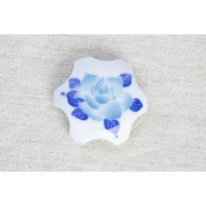 排水口カバー 薔薇 青 有田焼 陶器 水回り トイレ 洗面台
