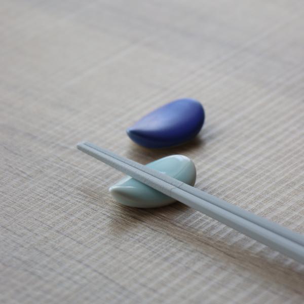 箸置き はしおき 陶器 雫 水色 青 シンプル  可愛い 波佐見焼