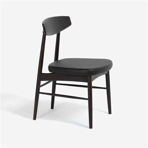 大塚家具 ダイニングチェア「ユノ３A」レッドオーク材 ダークブラウン色 PVCブラック ※別売布カバ...