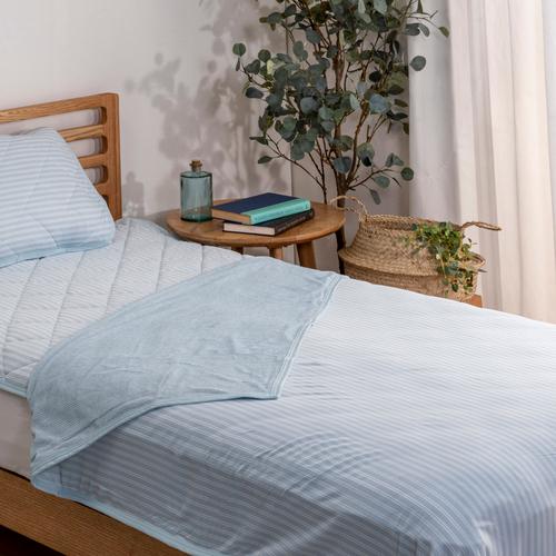 夏物大処分[ダブル]ひんやり接触冷感 タオルケット Just cool ブルーヤマダオリジナル