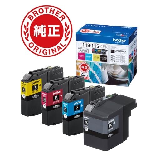 ブラザー LC119／115-4PK  インクカートリッジ大容量タイプ  お徳用4色パック(マゼンタ...