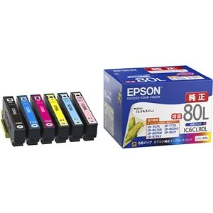 EPSON IC6CL80L 【純正】 インクカートリッジ／増量タイプ （6色パック）