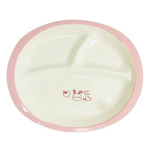 アサヒ興洋 食洗子供ランチプレート もぐもぐうさぎ ピンク 幅23.5cm 奥行19.2cm 高さ2cm