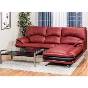 幅237］左カウチソファ 本革 「YCS150003RD」 レッド ヤマダオリジナル