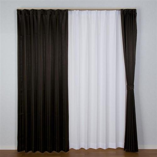 【在庫限り】[100×178]カーテンシャープ ブラウン2枚入 洗濯OK
