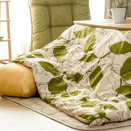 【冬物処分SALE対象】［長方形 190×240］こたつ布団 爽やかリーフ グリーン 2〜3人用
