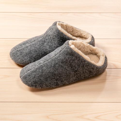 【在庫限り】ヤマダオリジナル 靴下気分で足首まであったか洗えるルームシューズ グレー Mサイズ(23...