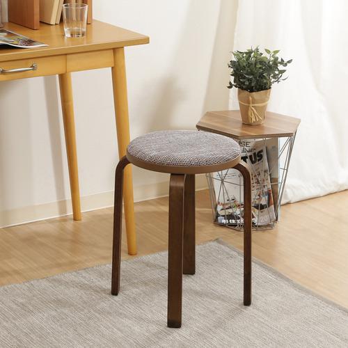不二貿易 KDファブリック曲木スタッキングスツール 14545 ベージュ 幅32x奥行32x高さ4c...
