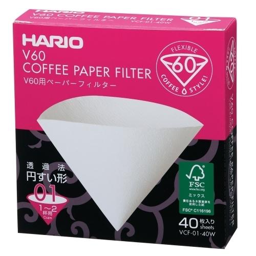 HARIO VCF-01-40W V60用ペーパーフィルター01W 40枚入り V60 ホワイト