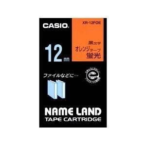 カシオ(CASIO) XR-12FOE カシオネームランドテープ 蛍光色タイプ 蛍光オレンジテープ黒...