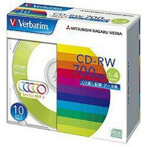 バーベイタム(Verbatim)  Verbatim くり返し記録用 CD-RW SW80QM10V1 レーベル5色 1-4倍速 10枚｜yamada-denki