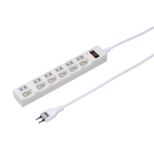 ヤザワコーポレーション Y02BKS671WH 電源タップ 6個口 個別スイッチ付 1ｍ ホワイト