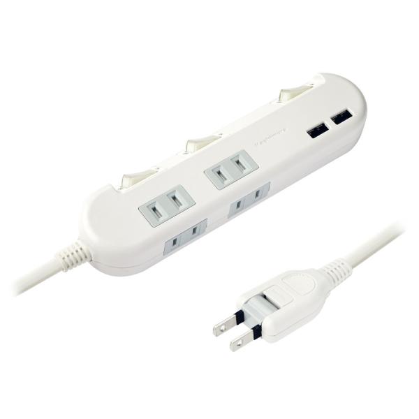 カシムラ　AC-010 4AC-2USB-3.4A SW 1.2m WH　AC-010