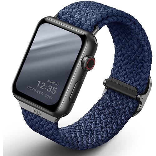 KENZAN UNIQ-44MM-ASPOBLU Apple Watch 44／45／46mm用編み...