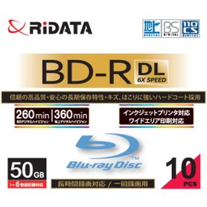 RiDATA BDR260PW6X10PSCA 一回録画用BD-R(DL) ワイドプリントレーベルデ...