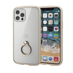 エレコム PM-A20BTSLFCRIV  iPhone 12／12 Pro ハイブリッドケース TOUGH SLIM LITE フレームカラー リング付き アイボリー