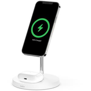 Belkin ベルキン WIZ010DQWH MagSafe急速充電対応 iPhone,, AirPods 同時充電可能 2in1 ワイヤレス充電器 (ホワイト) ホワイト｜yamada-denki