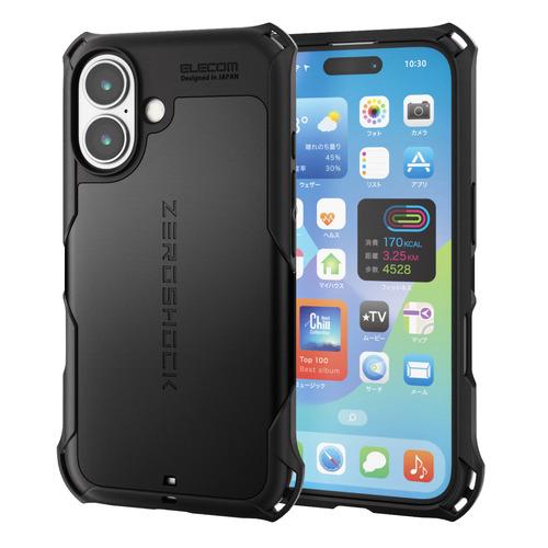 エレコム PM-A24AZEROBK iPhone 16 ハイブリッド ケース カバー 衝撃吸収 カ...