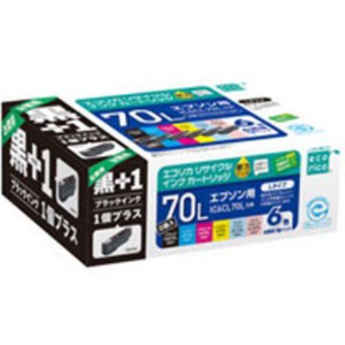 インク エコリカ カートリッジ ECI-E70L6P+BK IC6CL70L+ICBK70L 互換リ...