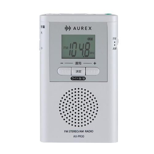 東芝 AX-PR30(W) ポケットラジオ デカ文字表示液晶パネル搭載 LEDライト付 ホワイト