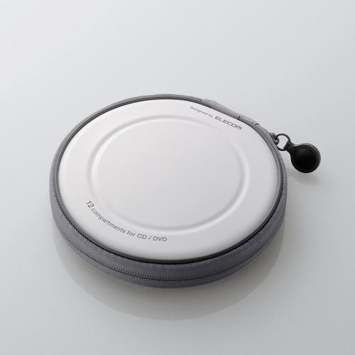 エレコム CCD-H12WH CD/DVDケース セミハード ファスナー付き スタイリッシュ収納 1...