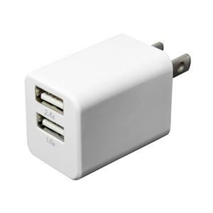 ミヨシ MCO IPA-24U／WH USB-ACアダプタ2ポート 2.4A対応 スイングプラグ採用 ホワイト