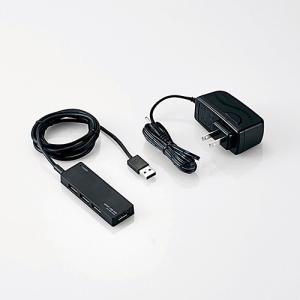 USBハブ エレコム 電源付き U2H-AN4SBK USB2.0ハブ ACアダプタ付 ブラック｜yamada-denki