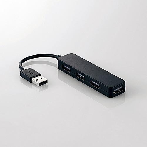 【推奨品】エレコム U2H-SN4NBBK USB2.0ハブ(コンパクトタイプ) ブラック