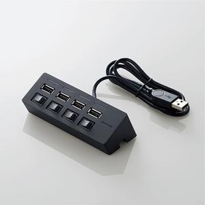 USBハブ エレコム U2H-TZS428SBK 機能主義USBハブスイッチ付 ACアダプタ付 ブラック｜yamada-denki