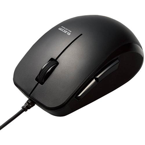 エレコム M-BL28UBSKBK BlueLEDマウス 有線 5ボタン サイドラバー 静音 抗菌 ...