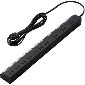 エレコム T-K7A-21025BK 雷ガードタップ 個別スイッチ ホコリ防止シャッター付き 回転脚付き 固定&amp;吊下可能 10個口 2.5m ブラック