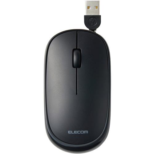 エレコム M-TM10UBBK マウス 有線 静音 3ボタン ケーブル巻取 薄型 収納ポーチ付き 左...