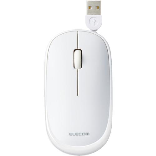 エレコム M-TM10UBWH マウス 有線 静音 3ボタン ケーブル巻取 薄型 収納ポーチ付き 左...