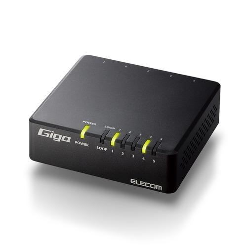 エレコム EHC-G05PA4-JB スイッチングハブ 5ポート Giga対応 1000/100/1...