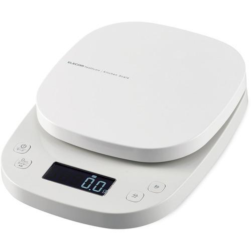 エレコム HCS-KS03WH キッチンスケール／タイマー付／最大2kg／最小0.1g表示／ホワイト...