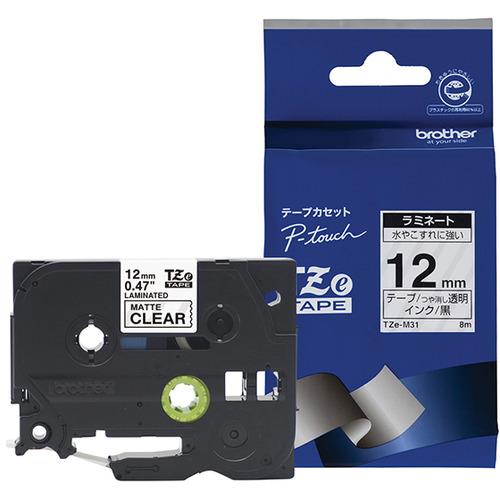 ブラザー TZe-M31  ラベルライターピータッチ用 マットテープ 透明テープ(つや消し) 黒文字...