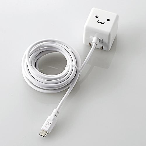 エレコム MPA-ACMAC255WF ケーブル一体型スマホ用AC充電器(高寿命・1A) ホワイトフ...