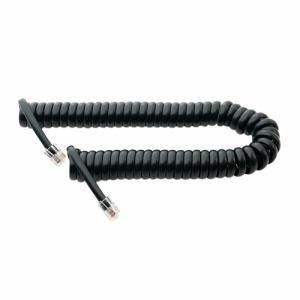 ミヨシ DC-J403／BK 4極4芯 受話器用カールコード クロス結線タイプ   ブラック