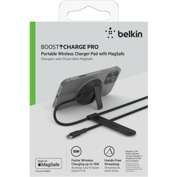 Belkin ベルキン MagSafe認証 磁気ワイヤレス充電スタンド／パッド (ブラック) WIA...