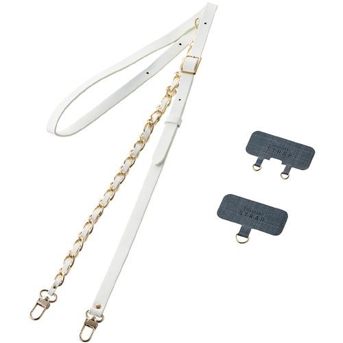 エレコム P-STSDH2CHWH ショルダーストラップ／チェーンタイプ ホワイト PSTSDH2C...