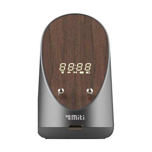 MITI SWC06F 拡声スピーカー搭載非接触型充電器（木目調） 黒