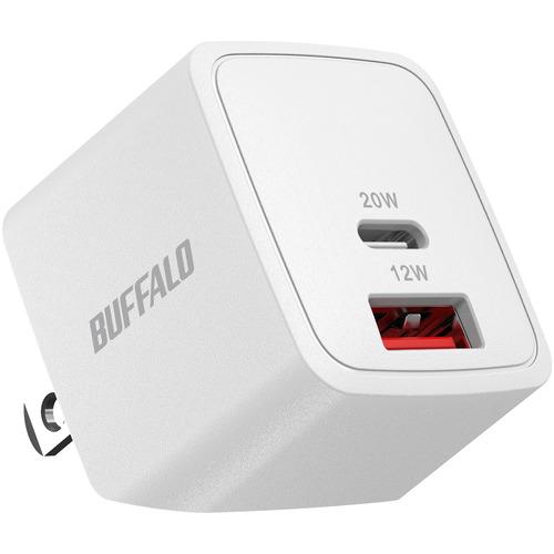 BUFFALO BSACPD2010C2WH PD20W対応AC充電器 Type-C×1,A×1 ホ...