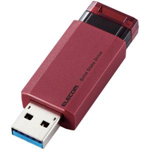 エレコム ESD-EPK1000GRD 外付けSSD ノック式 USB3.2(Gen2)対応 1TB レッド｜yamada-denki