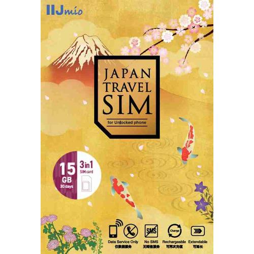 IIJ IM-B496 SIMカード Japan Travel SIM 15GB (3in1)