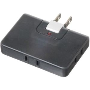 ヤザワ Y02CK300BK 雷サージ付コーナータップ 3個口 黒