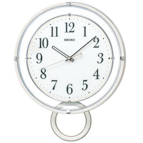 セイコークロック PH205W スタンダード 電波掛時計 白塗装光沢仕上 ステップセコンド おやすみ...