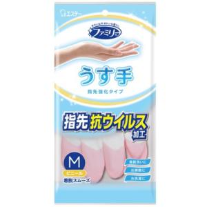 エステー ファミリービニール うす手指先抗ウイルス加工 M ピンク