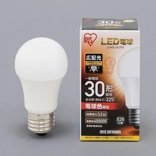 アイリスオーヤマ LDA3L-G-3T5 LED電球 E26口金 広配光タイプ 30形相当 電球色 ...